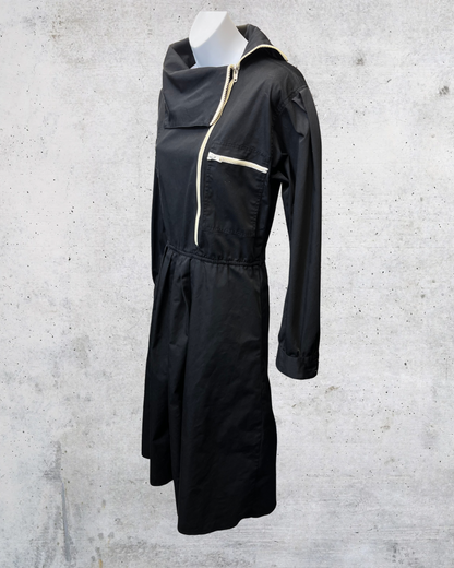 Vintage 1980s Sunshine Alley Black Utility Zip Dress - Medium