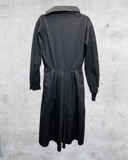 Vintage 1980s Sunshine Alley Black Utility Zip Dress - Medium