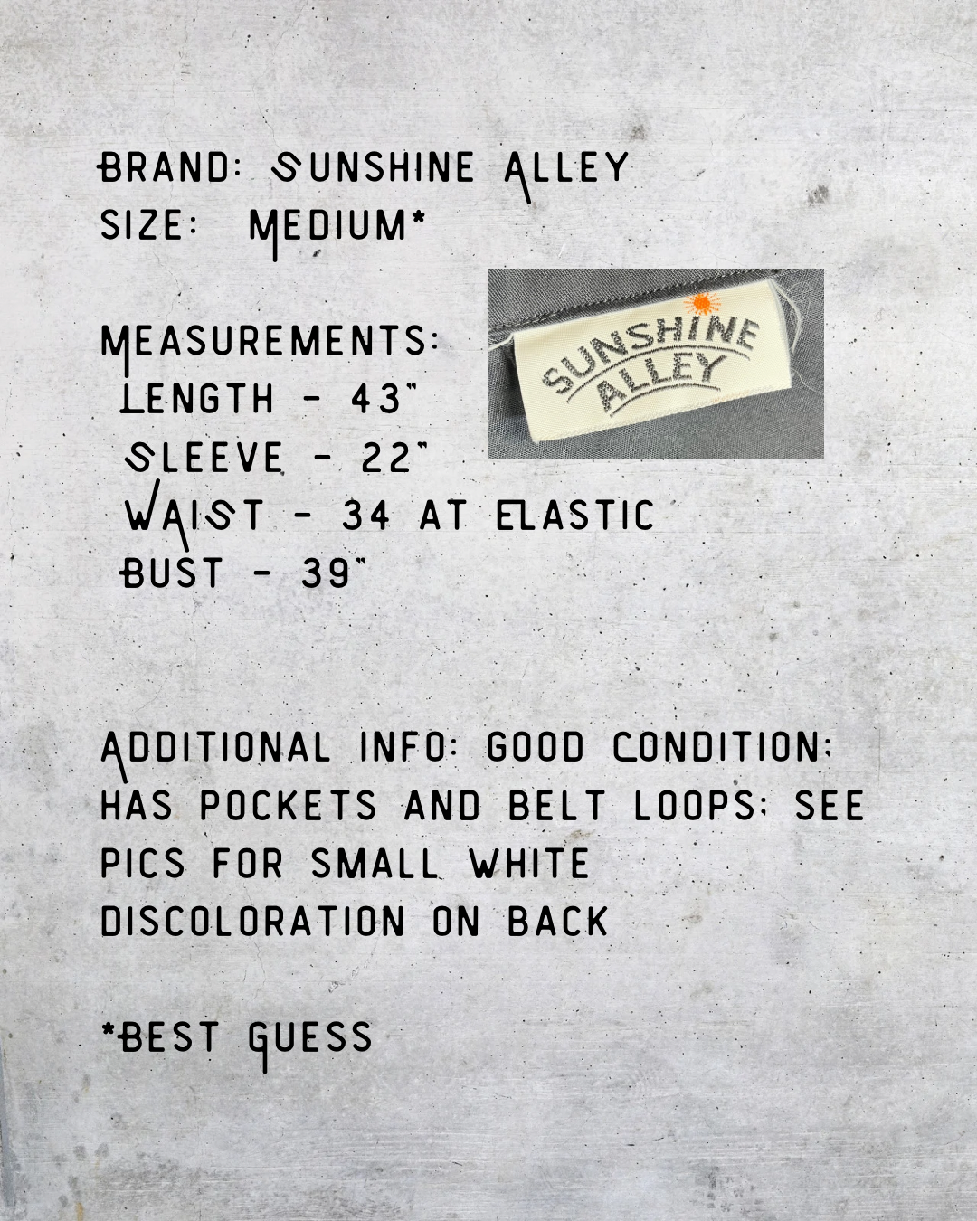 Vintage 1980s Sunshine Alley Black Utility Zip Dress - Medium