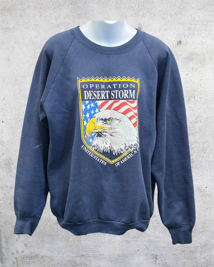 Vintage 1991 Operation Desert Storm Bald Eagle Crewneck Sweatshirt - XL