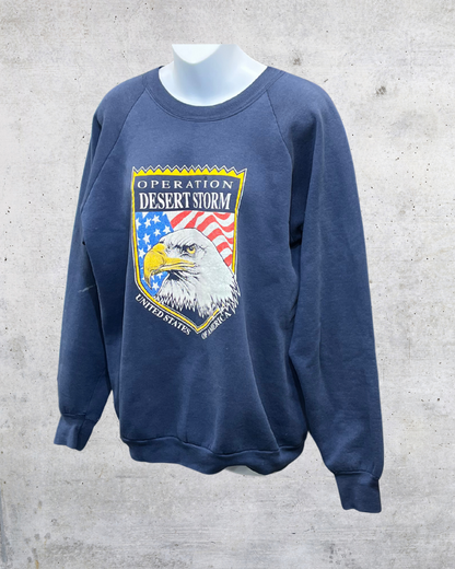 Vintage 1991 Operation Desert Storm Bald Eagle Crewneck Sweatshirt - XL
