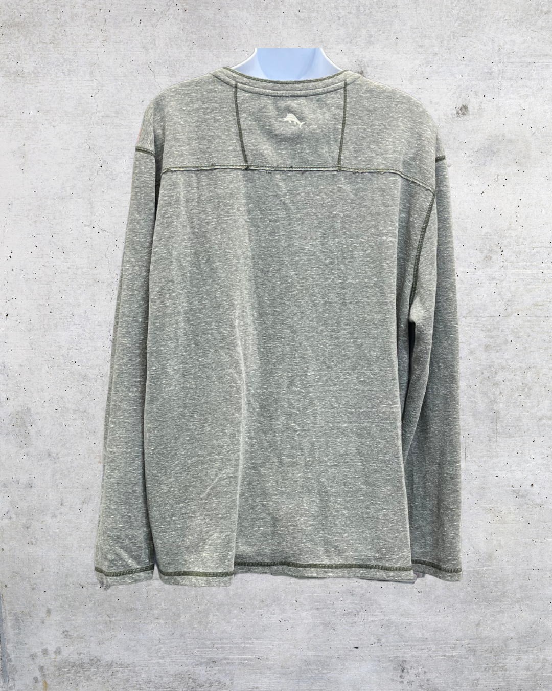 Olive Burnout V-Neck Long Sleeve - Large