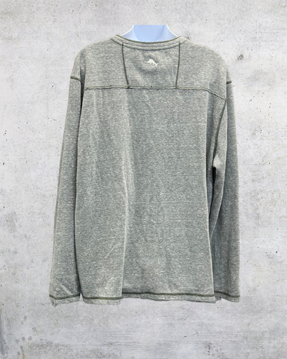 Olive Burnout V-Neck Long Sleeve - Large