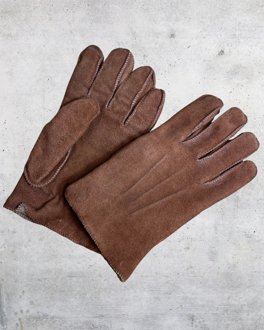 Vintage Crown Craft Brown Suede Gloves – Medium