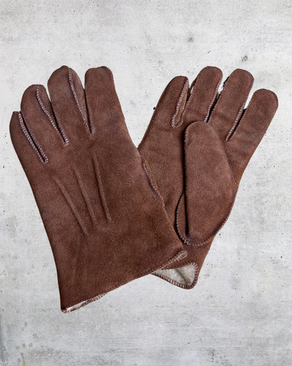 Vintage Crown Craft Brown Suede Gloves – Medium