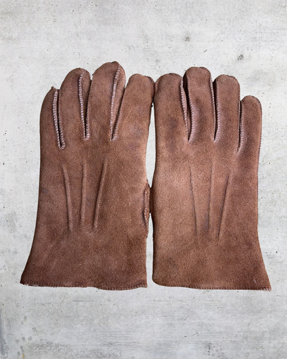 Vintage Crown Craft Brown Suede Gloves – Medium