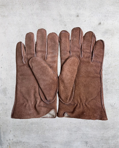 Vintage Crown Craft Brown Suede Gloves – Medium