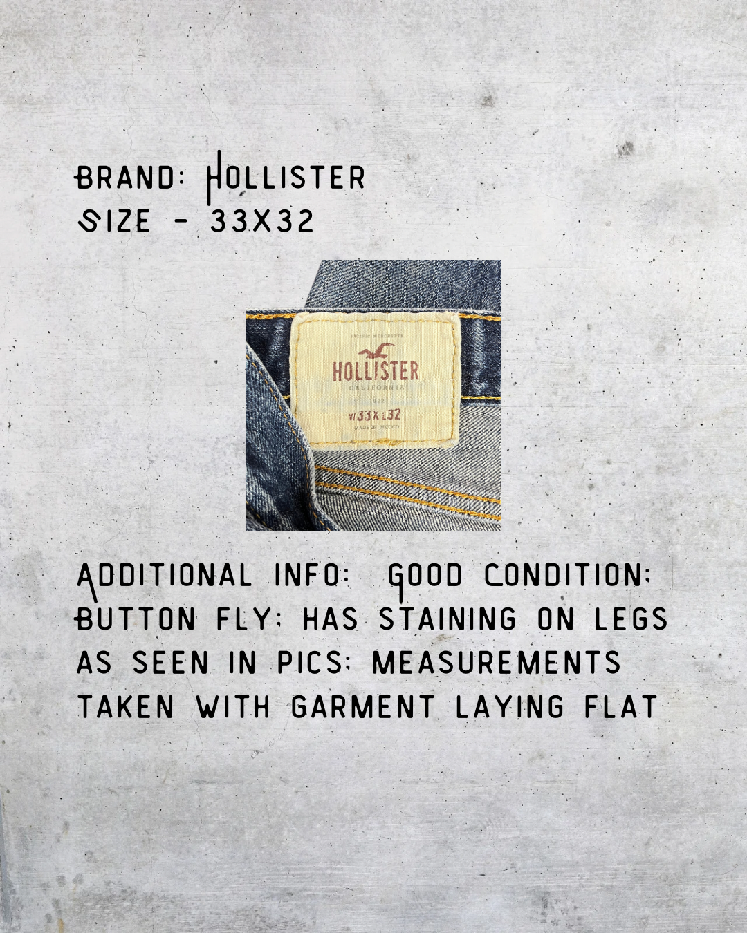 Hollister Button Fly Straight Leg Jeans – Size 33