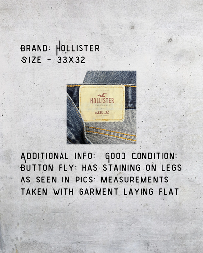 Hollister Button Fly Straight Leg Jeans – Size 33