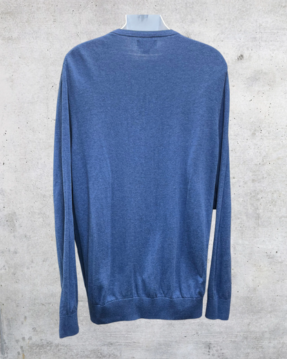 Croft & Barrow Blue Argyle V-Neck Sweater - Large