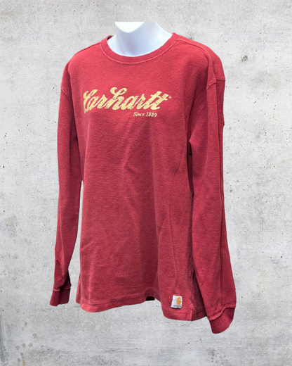 Vintage Y2K Carhartt Script Logo Thermal Long Sleeve - Large