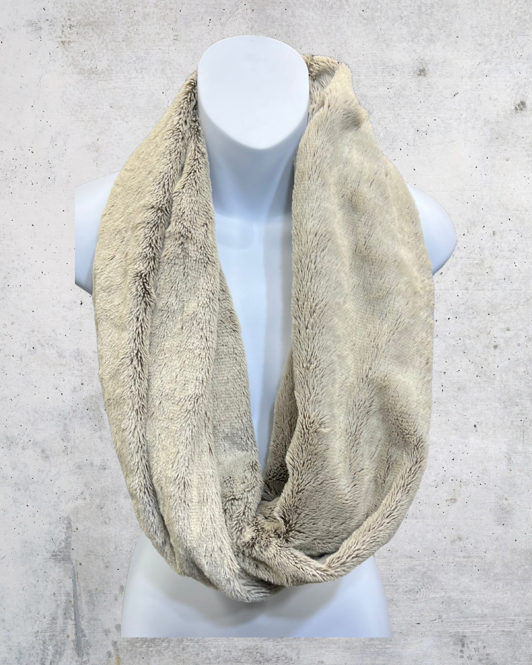 Ultra-Soft Neutral Faux Fur Infinity Scarf