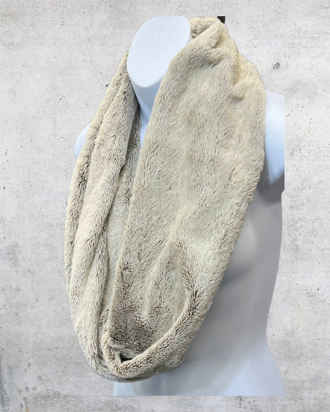 Ultra-Soft Neutral Faux Fur Infinity Scarf