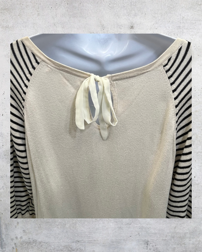 Lauren Conrad Bow Print Raglan Knit Top - Large