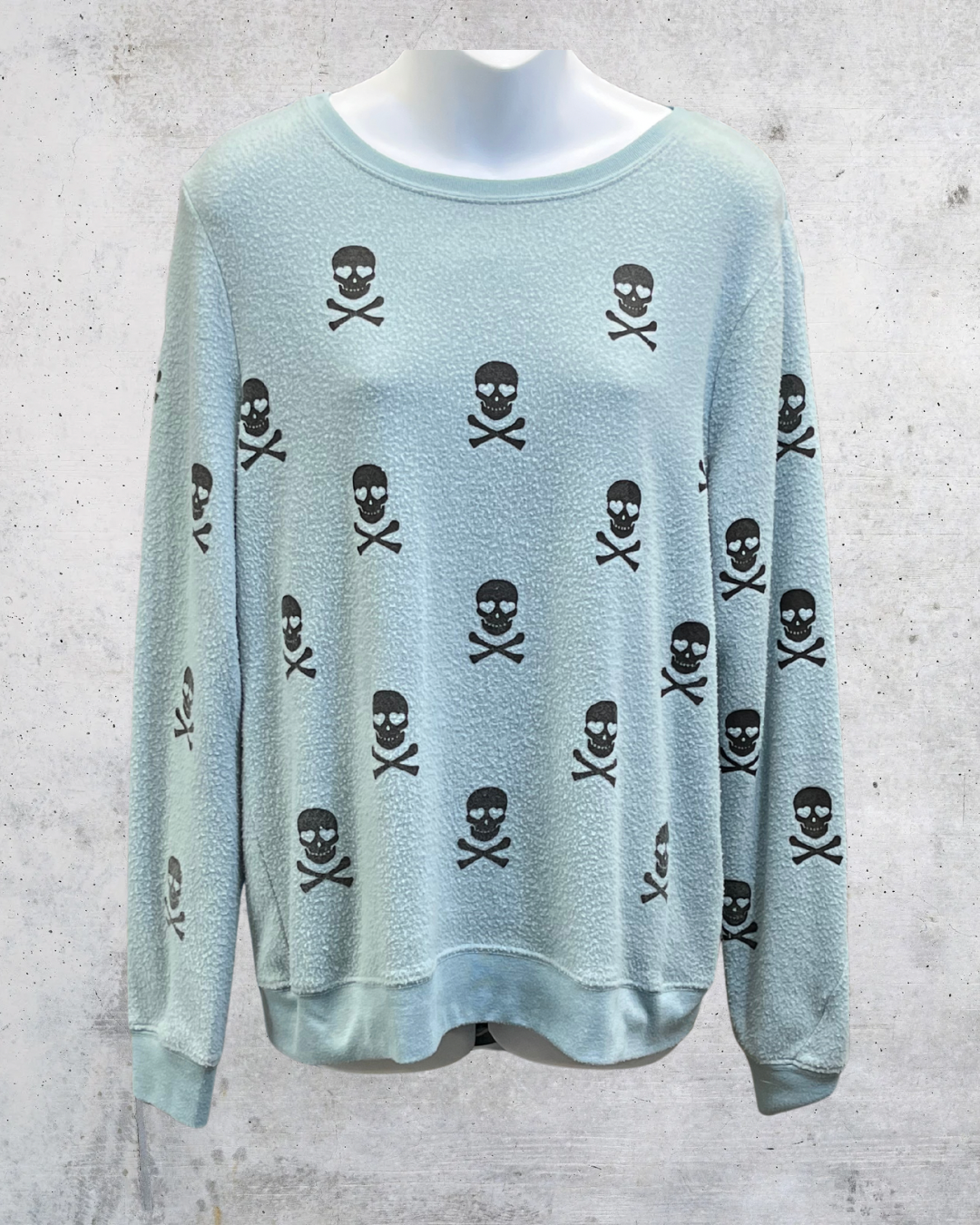 Workshop Republic Skull Print Textured Pullover Sweatshirt - Medium