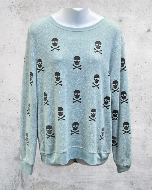 Workshop Republic Skull Print Textured Pullover Sweatshirt - Medium