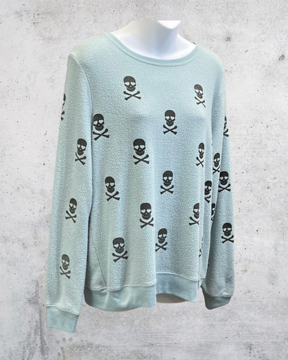 Workshop Republic Skull Print Textured Pullover Sweatshirt - Medium