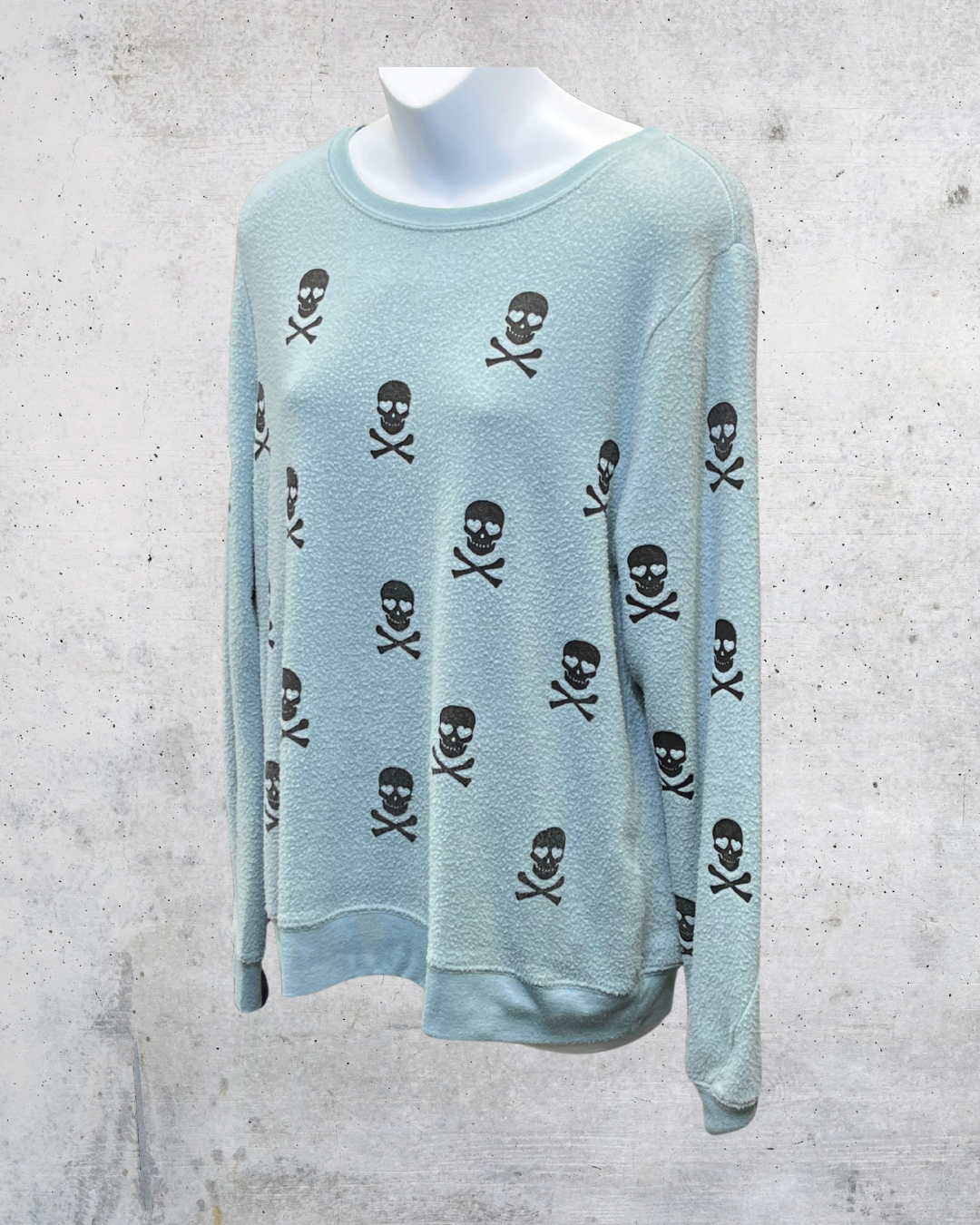 Workshop Republic Skull Print Textured Pullover Sweatshirt - Medium