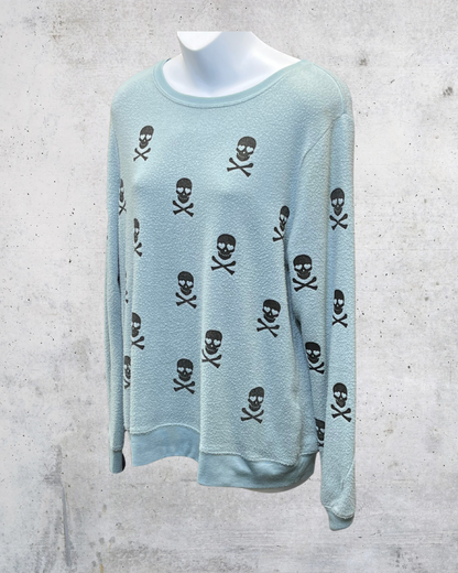 Workshop Republic Skull Print Textured Pullover Sweatshirt - Medium