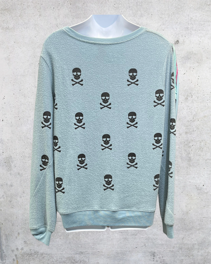 Workshop Republic Skull Print Textured Pullover Sweatshirt - Medium