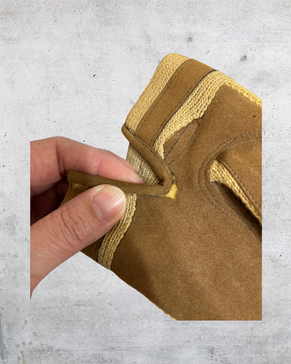 Vintage Brown Vinyl Work Gloves with Knit Cuffs - Medium