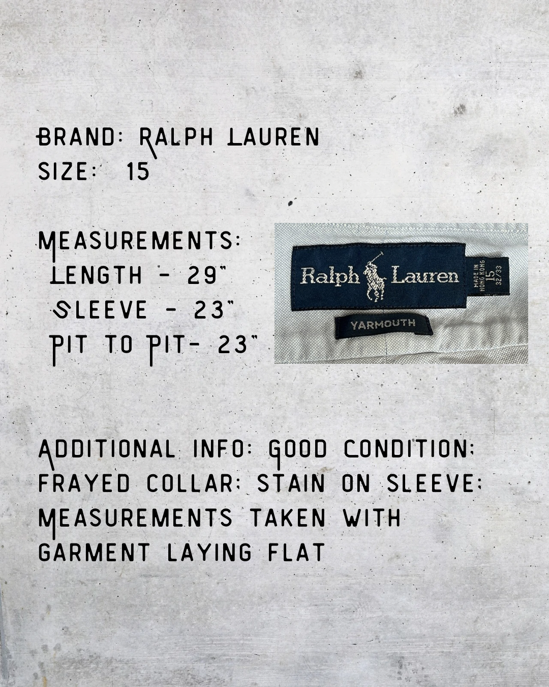 Vintage Ralph Lauren Yarmouth Button Down – Size 15