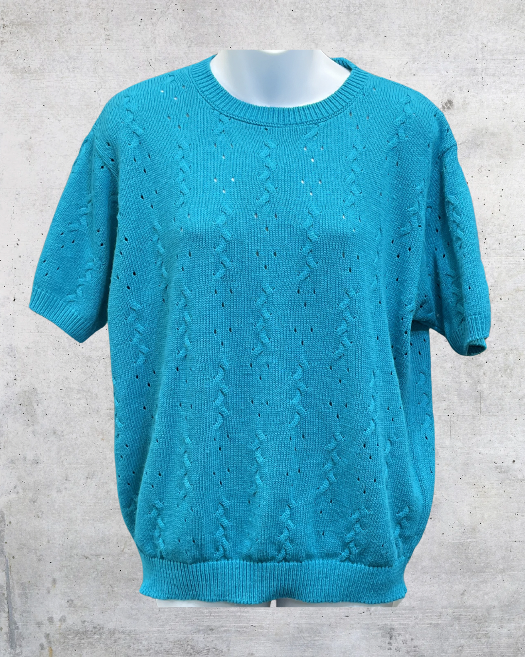 Vintage Alfred Dunner Teal Cable Knit Sweater – Large