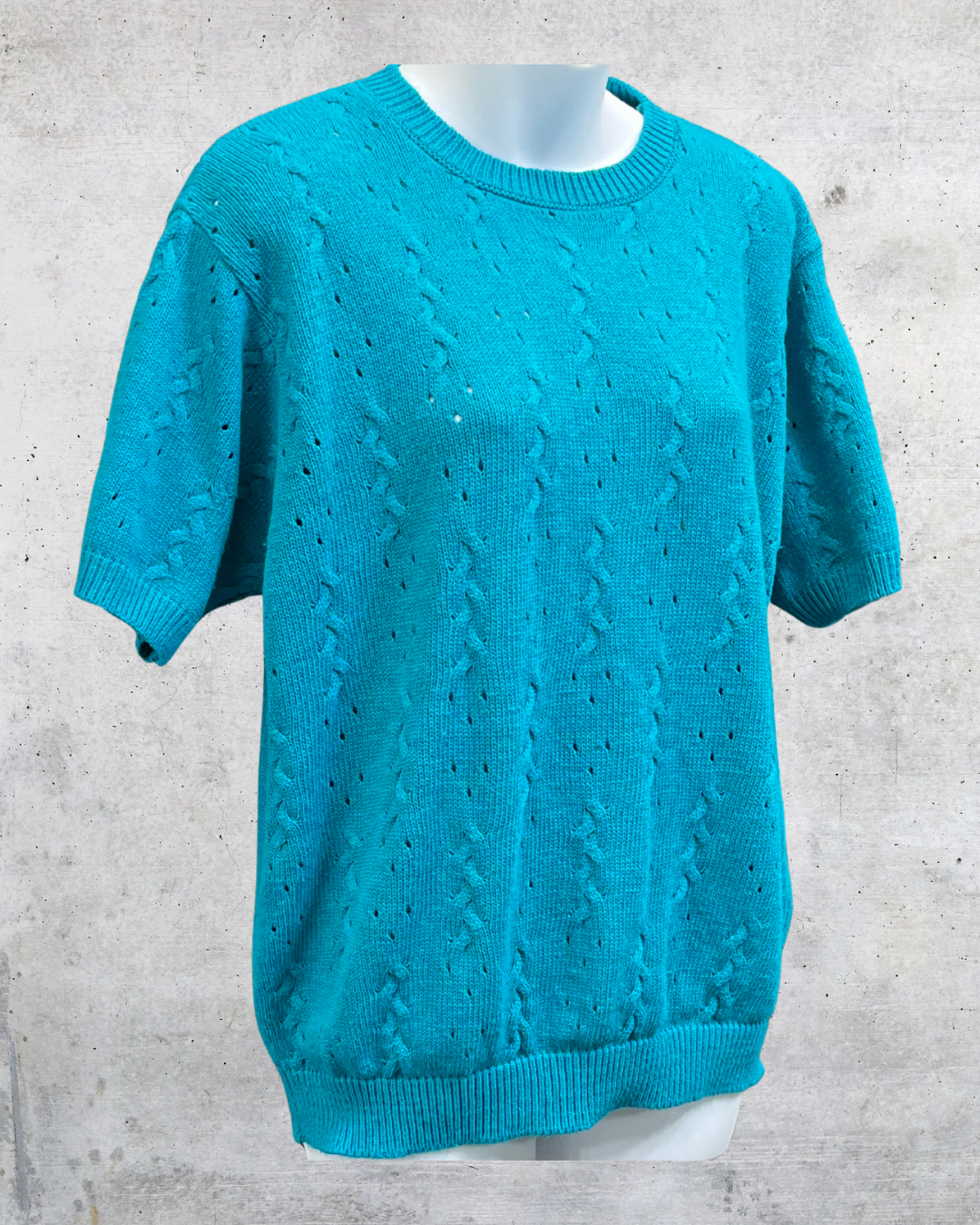 Vintage Alfred Dunner Teal Cable Knit Sweater – Large