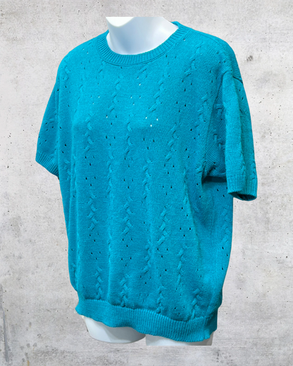 Vintage Alfred Dunner Teal Cable Knit Sweater – Large