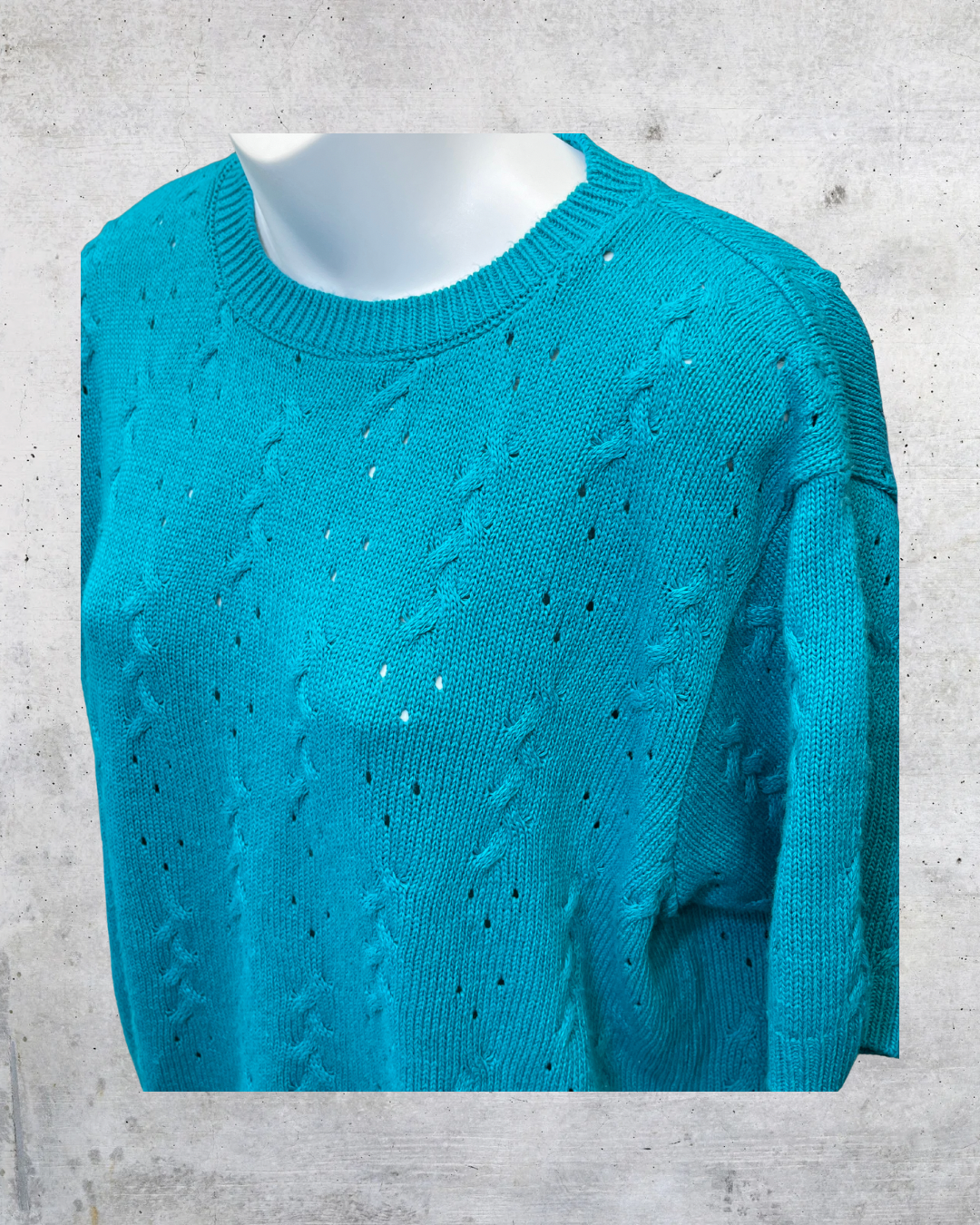 Vintage Alfred Dunner Teal Cable Knit Sweater – Large
