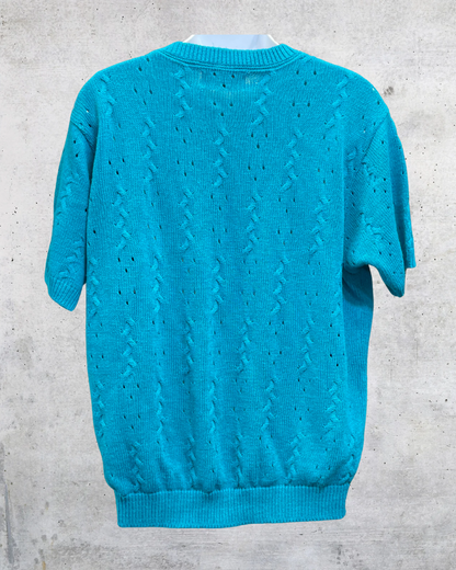 Vintage Alfred Dunner Teal Cable Knit Sweater – Large