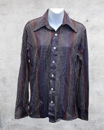Vintage 70s Mr Fingerhut Disco Dot Blouse - Medium
