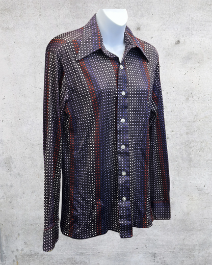 Vintage 70s Mr Fingerhut Disco Dot Blouse - Medium
