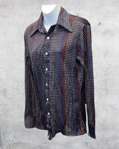 Vintage 70s Mr Fingerhut Disco Dot Blouse - Medium