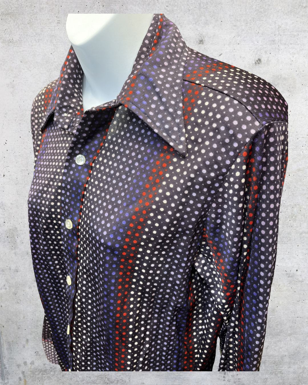 Vintage 70s Mr Fingerhut Disco Dot Blouse - Medium