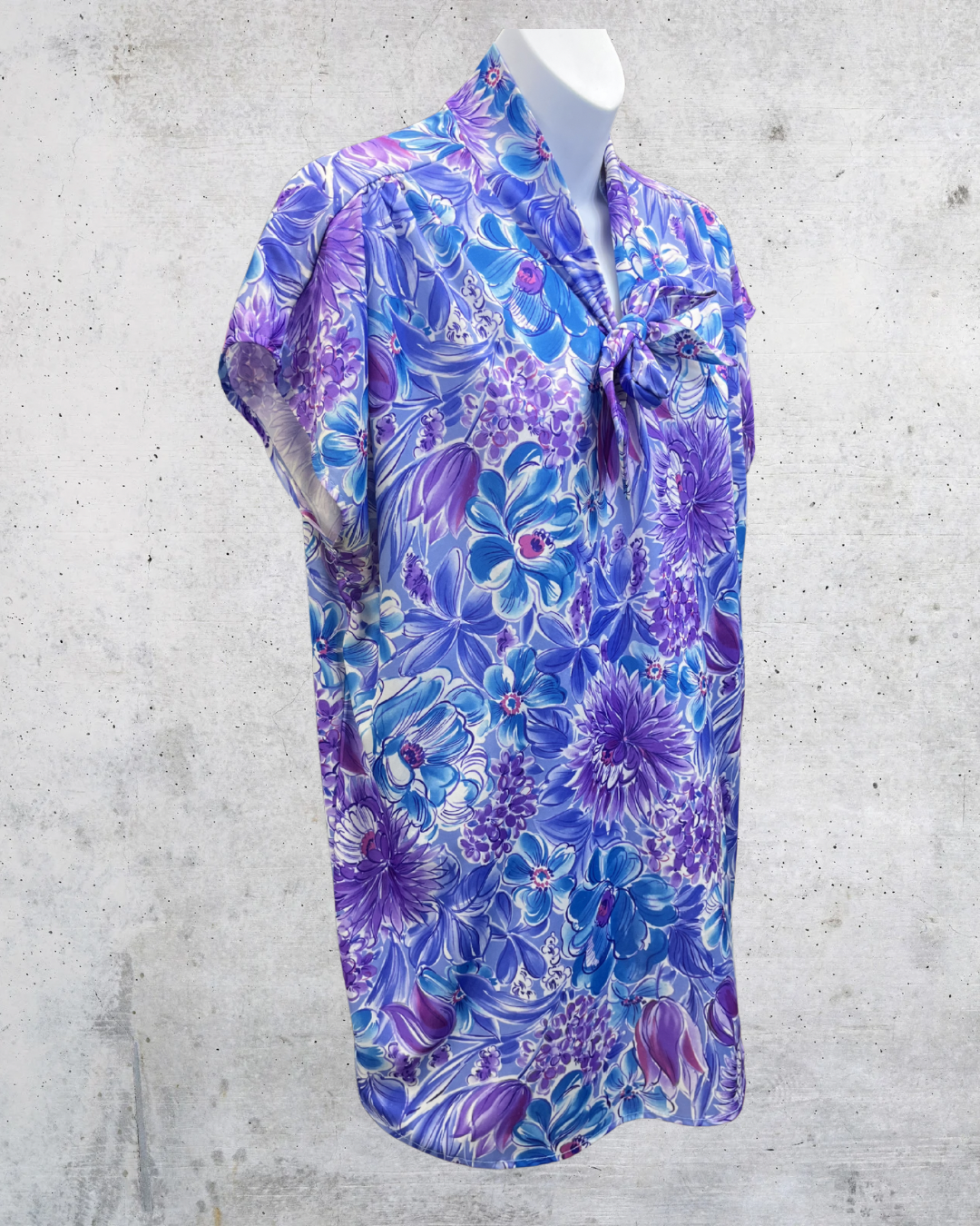Vintage Amy Lynn of California Purple Floral Bow Blouse - XL