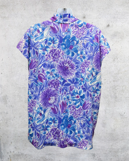 Vintage Amy Lynn of California Purple Floral Bow Blouse - XL