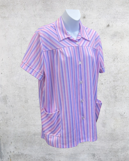 Vintage Lind Clare Pastel Stripe Pocket Blouse - XL