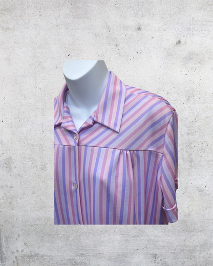 Vintage Lind Clare Pastel Stripe Pocket Blouse - XL