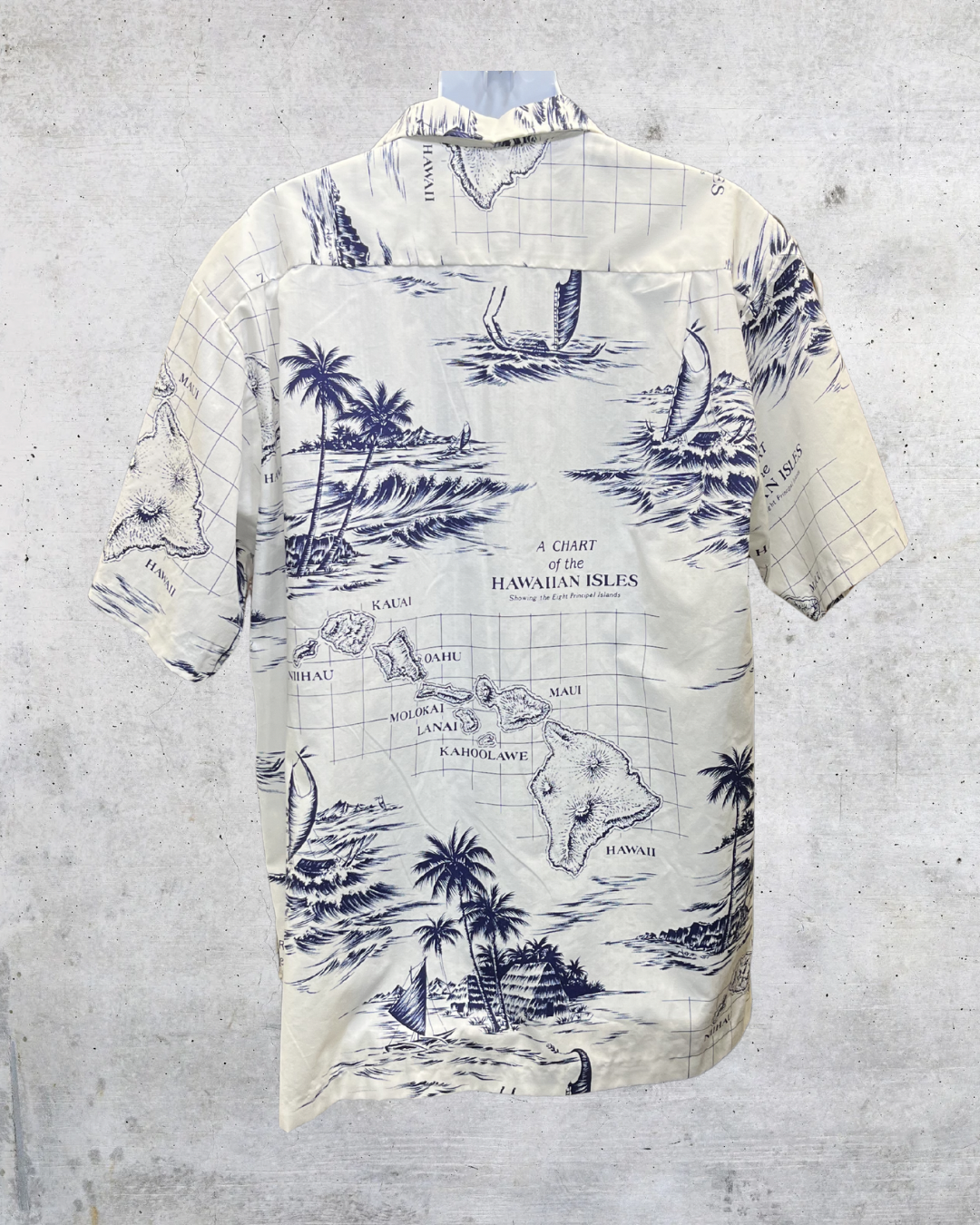 Vintage Rai Nani Hawaiian Isles Map Aloha Shirt - Large