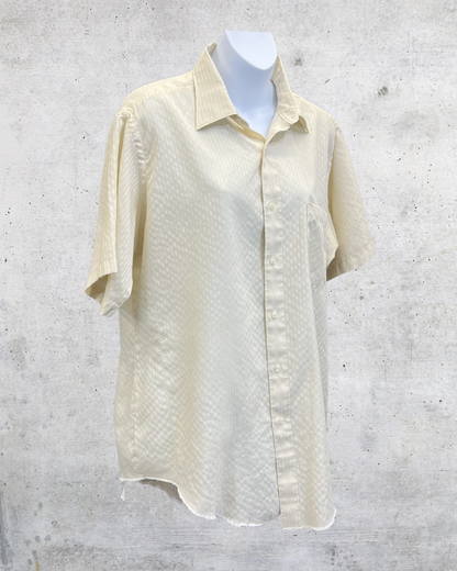 Vintage Van Heusen Ivory Textured Short Sleeve Button Up - Large
