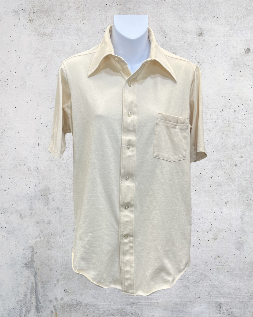 Vintage JCPenney Cream Knit Disco Shirt - Large