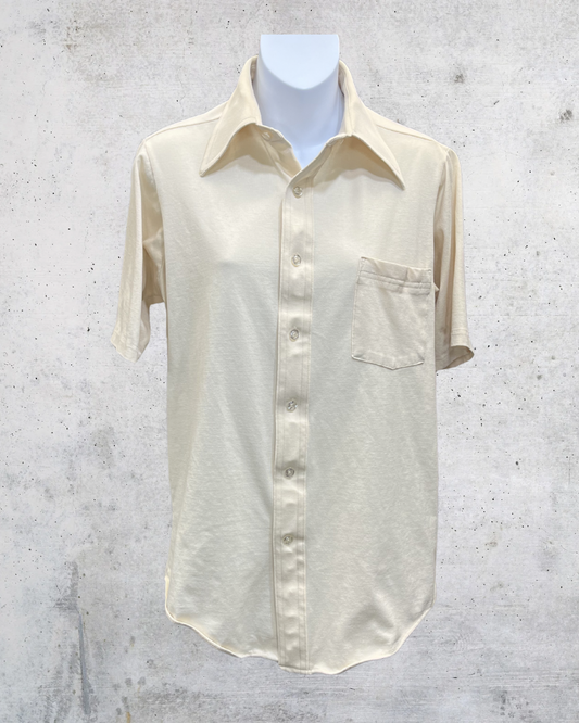 Vintage JCPenney Cream Knit Disco Shirt - Large