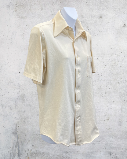 Vintage JCPenney Cream Knit Disco Shirt - Large