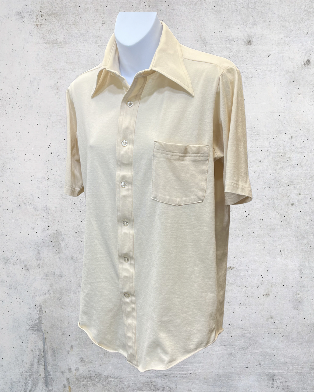 Vintage JCPenney Cream Knit Disco Shirt - Large