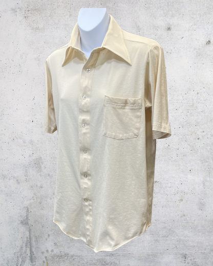 Vintage JCPenney Cream Knit Disco Shirt - Large