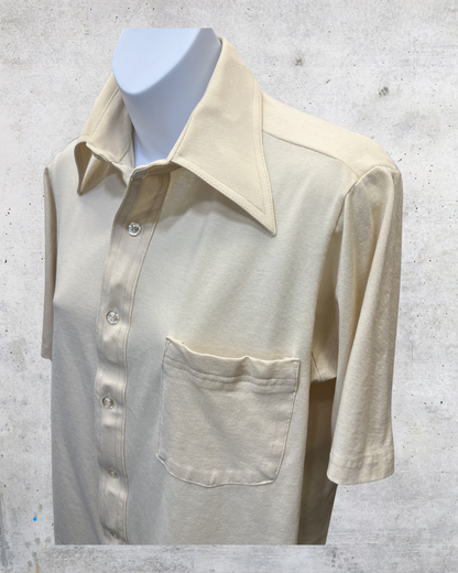 Vintage JCPenney Cream Knit Disco Shirt - Large