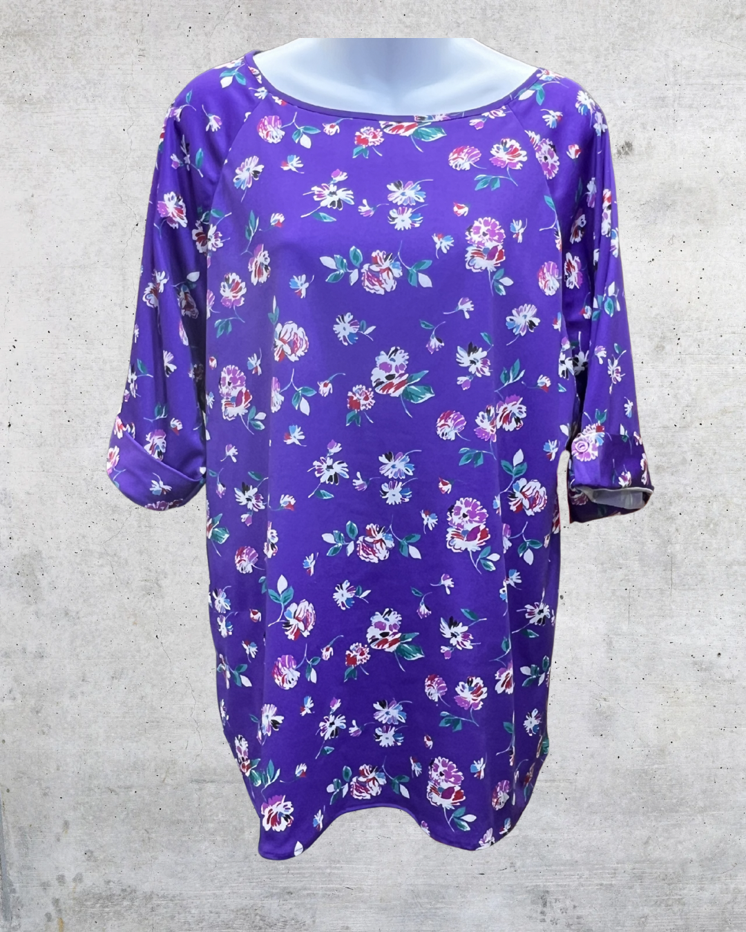 Vintage Lind Clare Purple Floral Blouse - Large