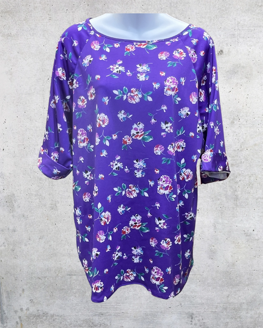 Vintage Lind Clare Purple Floral Blouse - Large