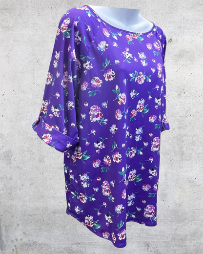 Vintage Lind Clare Purple Floral Blouse - Large